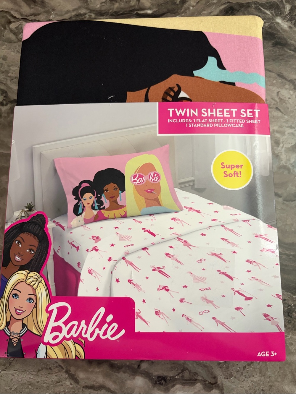 Barbie Twin Sheet Set in Pink, White and Black